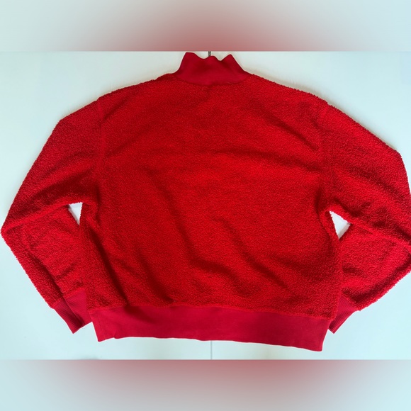 TOPSHOP Fuzzy Red Quarter Zip - Picture 2 of 3